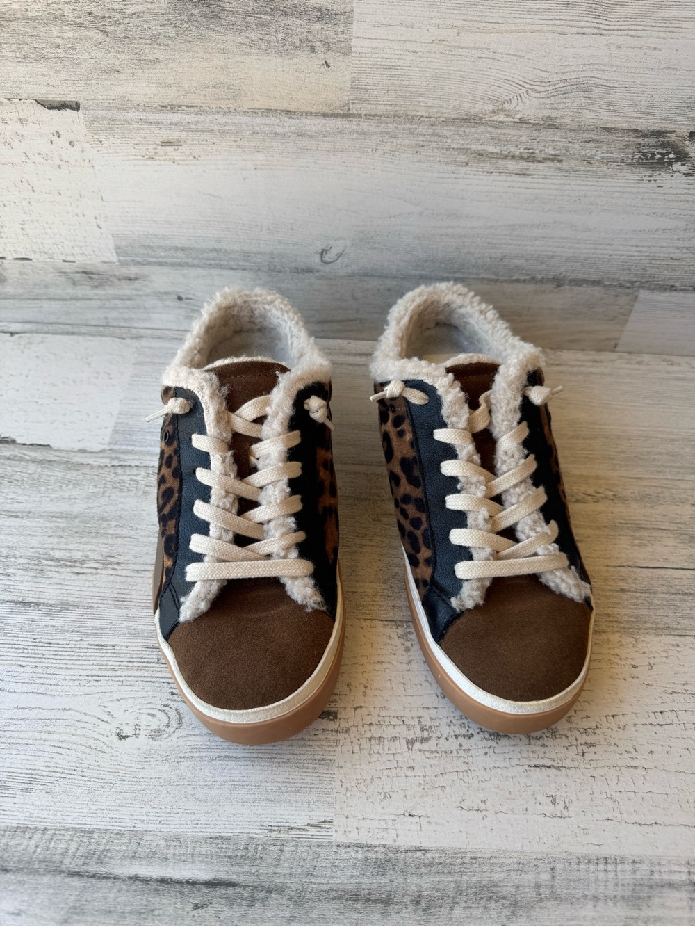 Dolce Vita Brown Leopard Slip-on Shearling Sneakers
